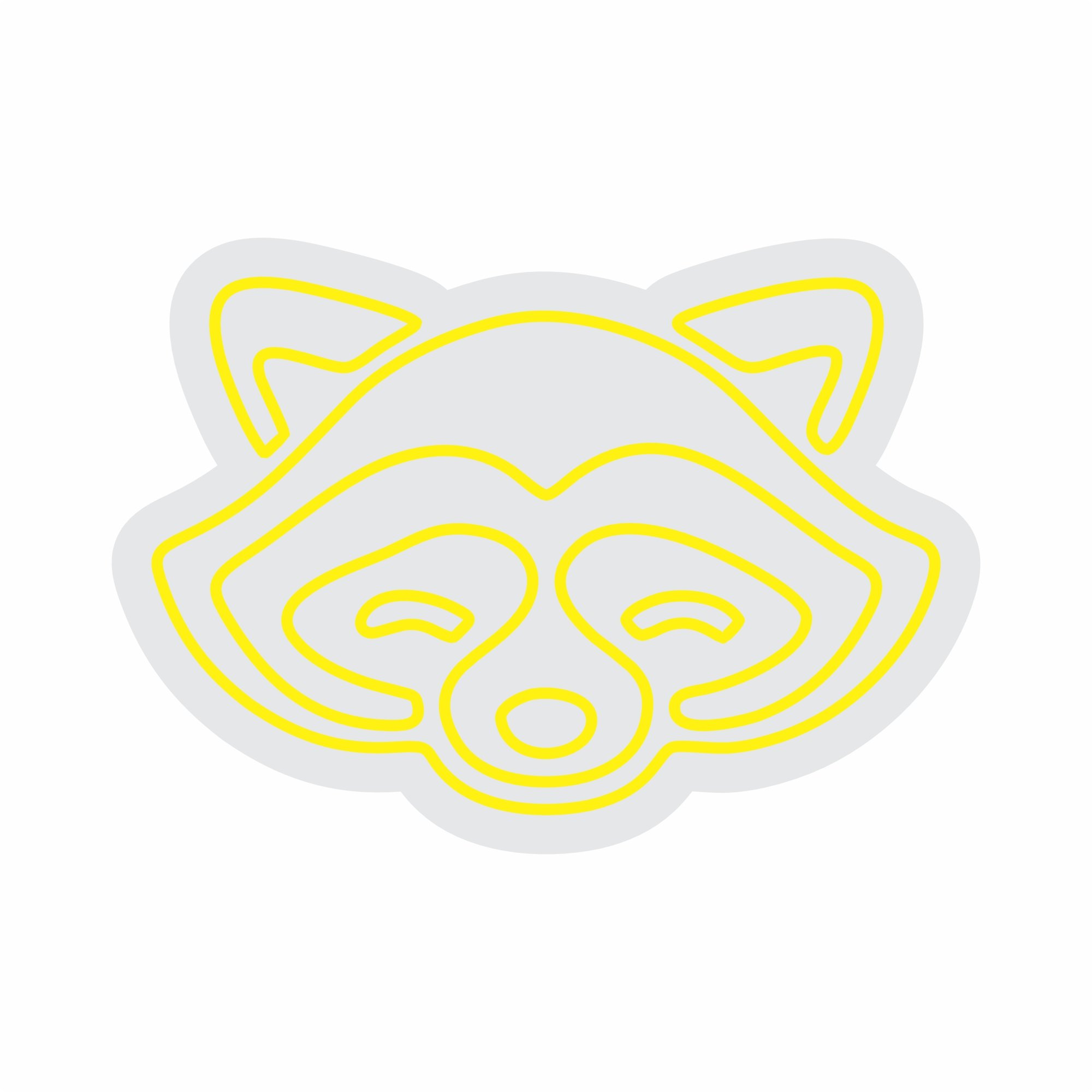 Custom Neon | Raccoon Face Neon Sign | 17x24 | Yellow Bright Color for Room Decor 3