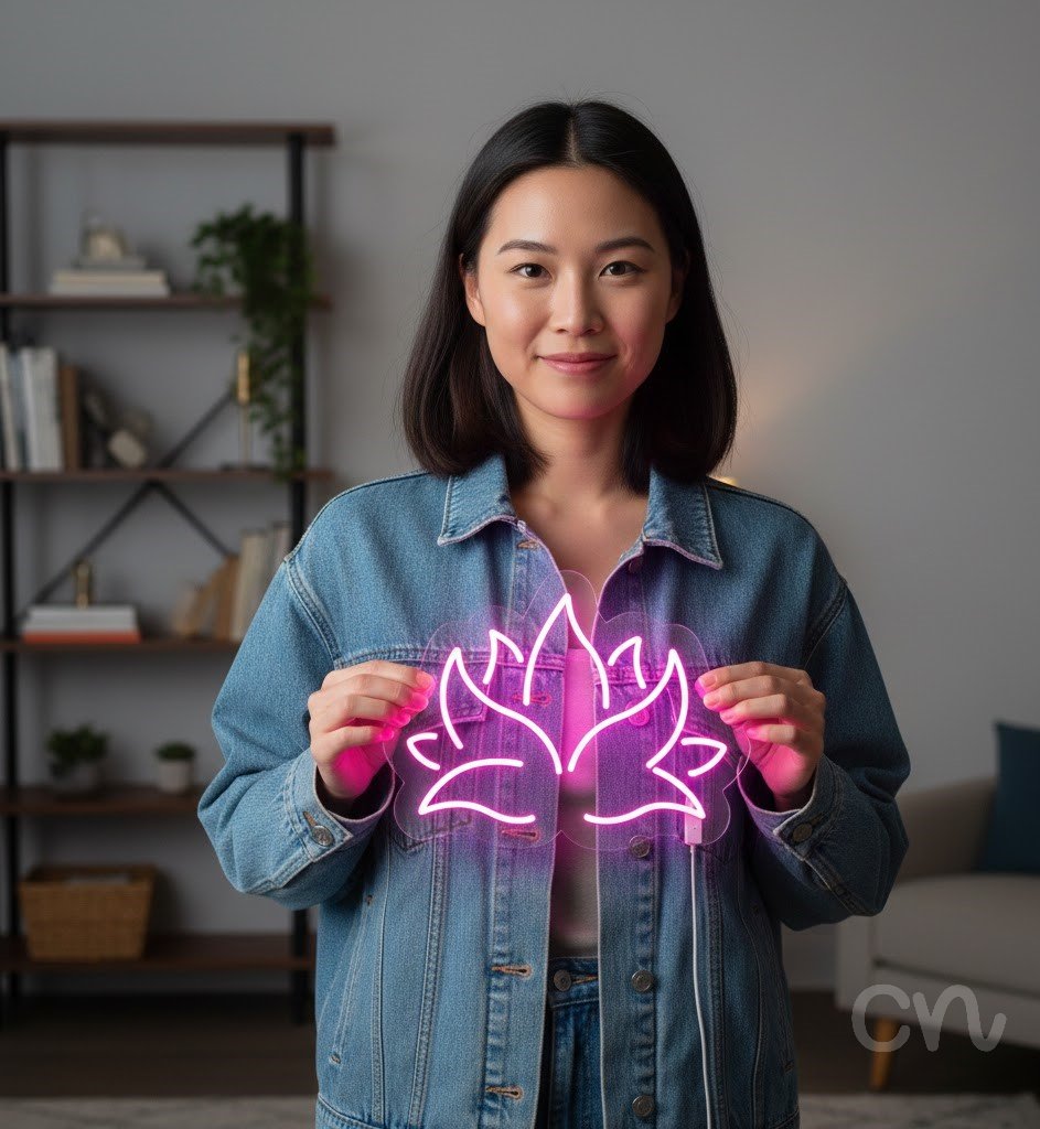 Custom Neon | Lotus Flower Neon Sign | 16x22 | Hot Pink
