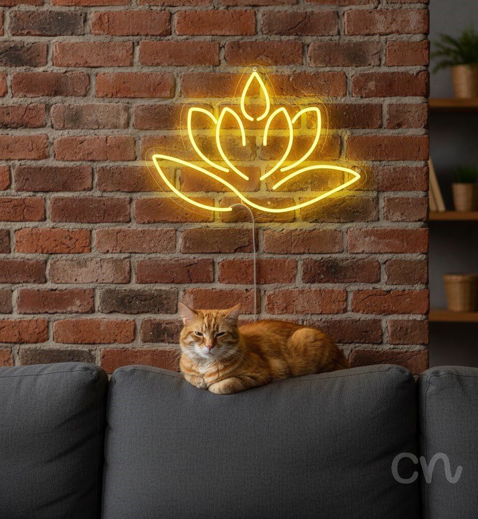 Custom Neon | Lotus Flower Neon Sign | 18x25 | Yellow Neon Sign for Home Decor 2