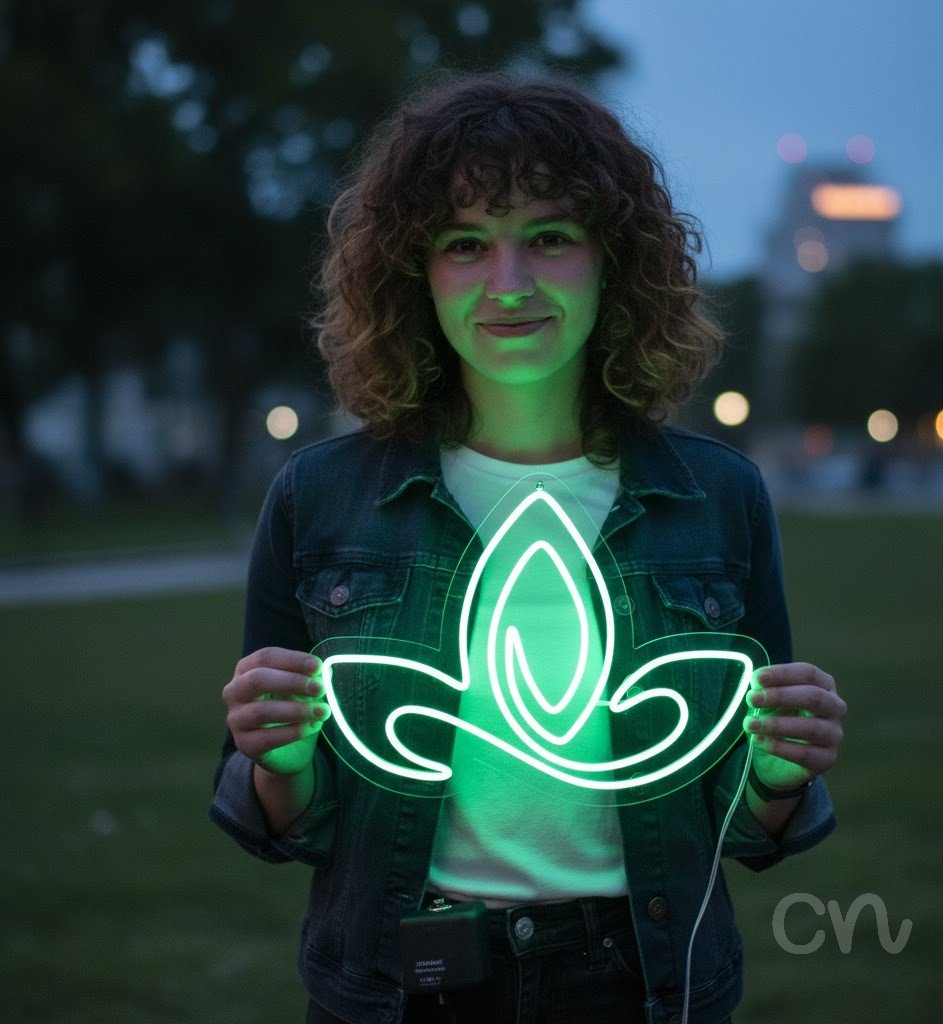 Custom Neon | Abstract Swirl Neon Sign | 19x26 | Green Neon Sign for Home Decor