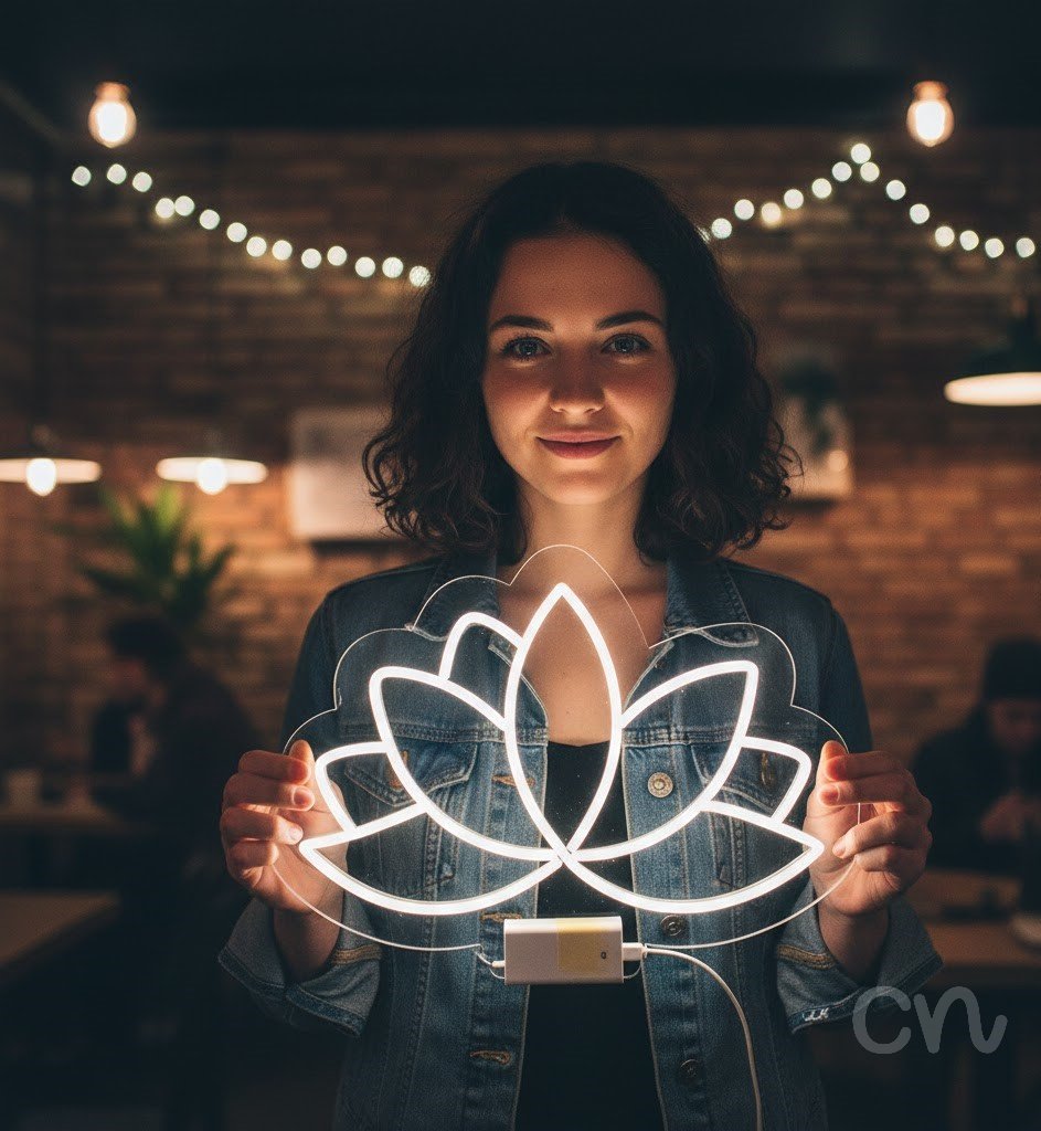 Custom Neon | Lotus Flower Neon Sign | 14x20 | White Light Decor for Home and Office