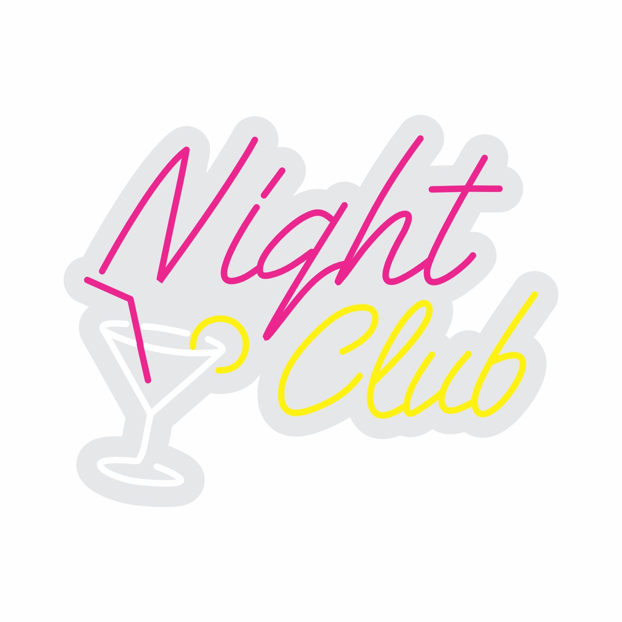 Custom Neon | Night Club Neon Sign Neon Sign | 19x24 | Hot Pink, Yellow, Warm White 3