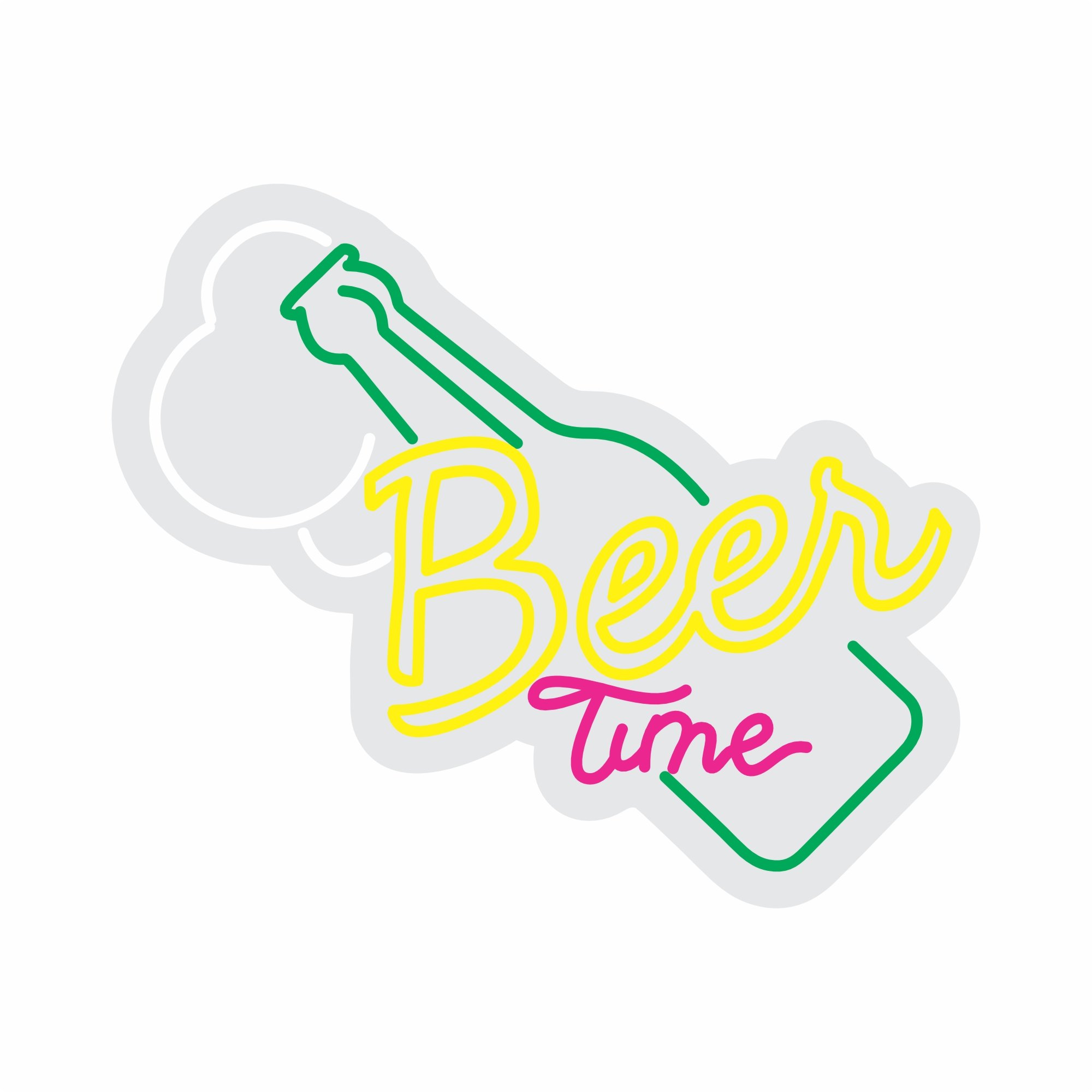 Custom Neon | Beer Time Neon Sign | 20x24 | Yellow Pink Green Colorful Decoration 3