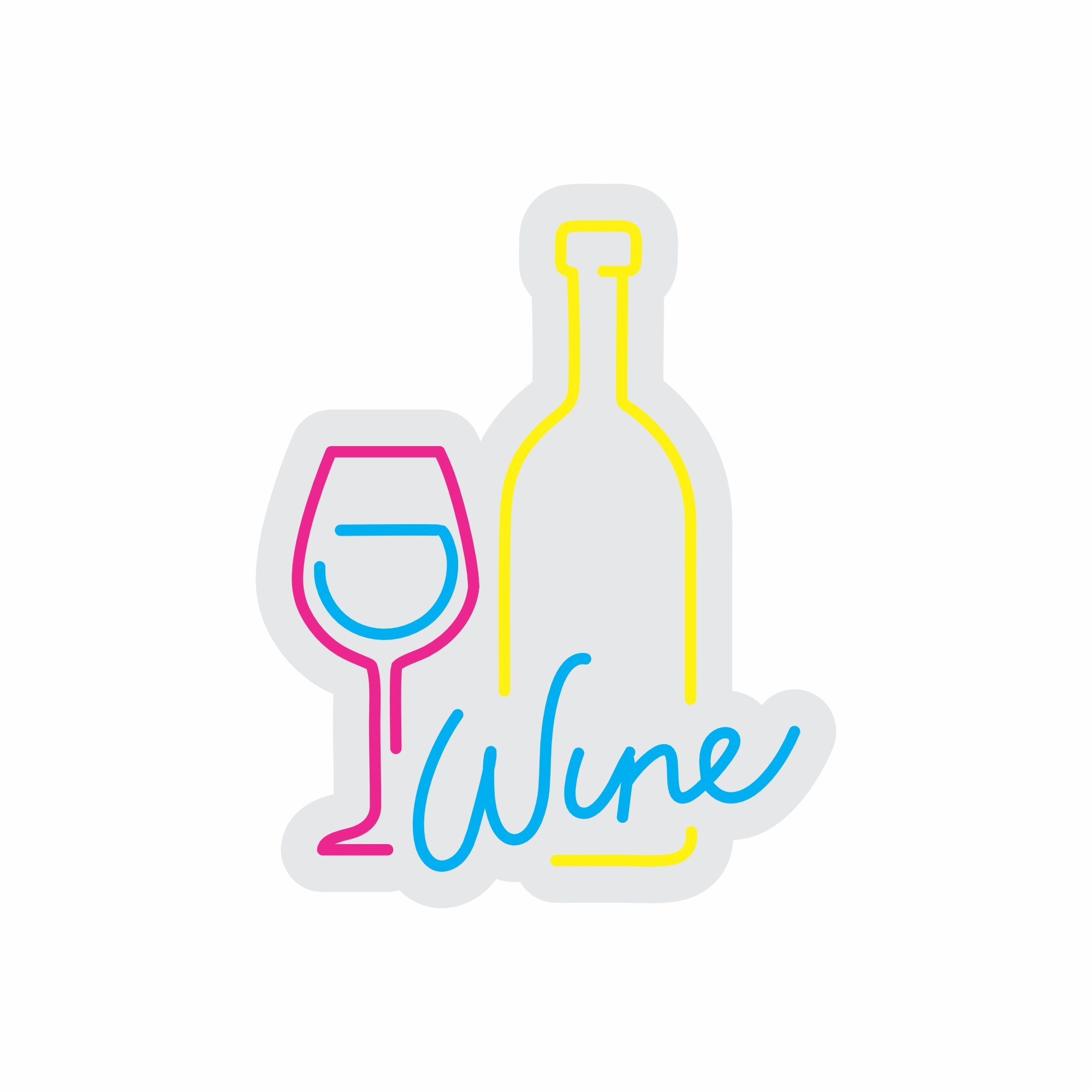 Custom Neon | Wine Neon Sign | 20x16 | Pink Yellow Blue Colors for Bar Home Decor 3