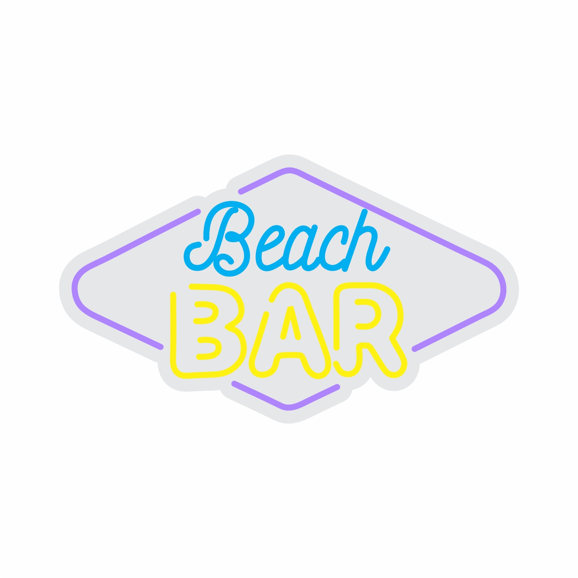 Custom Neon | Beach Bar Neon Sign | 14x24 Inches | Blue and Yellow Neon Sign 3