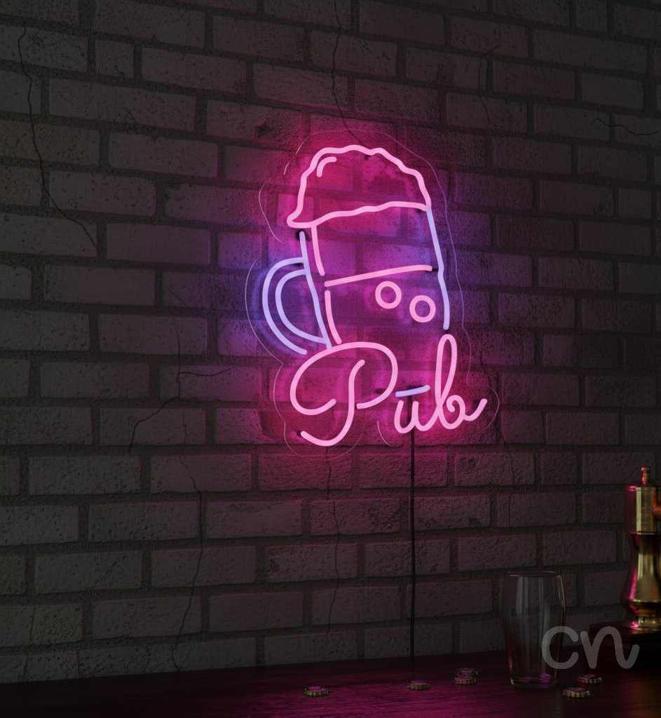 Custom Neon | Pub Neon Sign | 20x16 | Pink and Lavender Neon Sign for Bar Pub Lounge 2