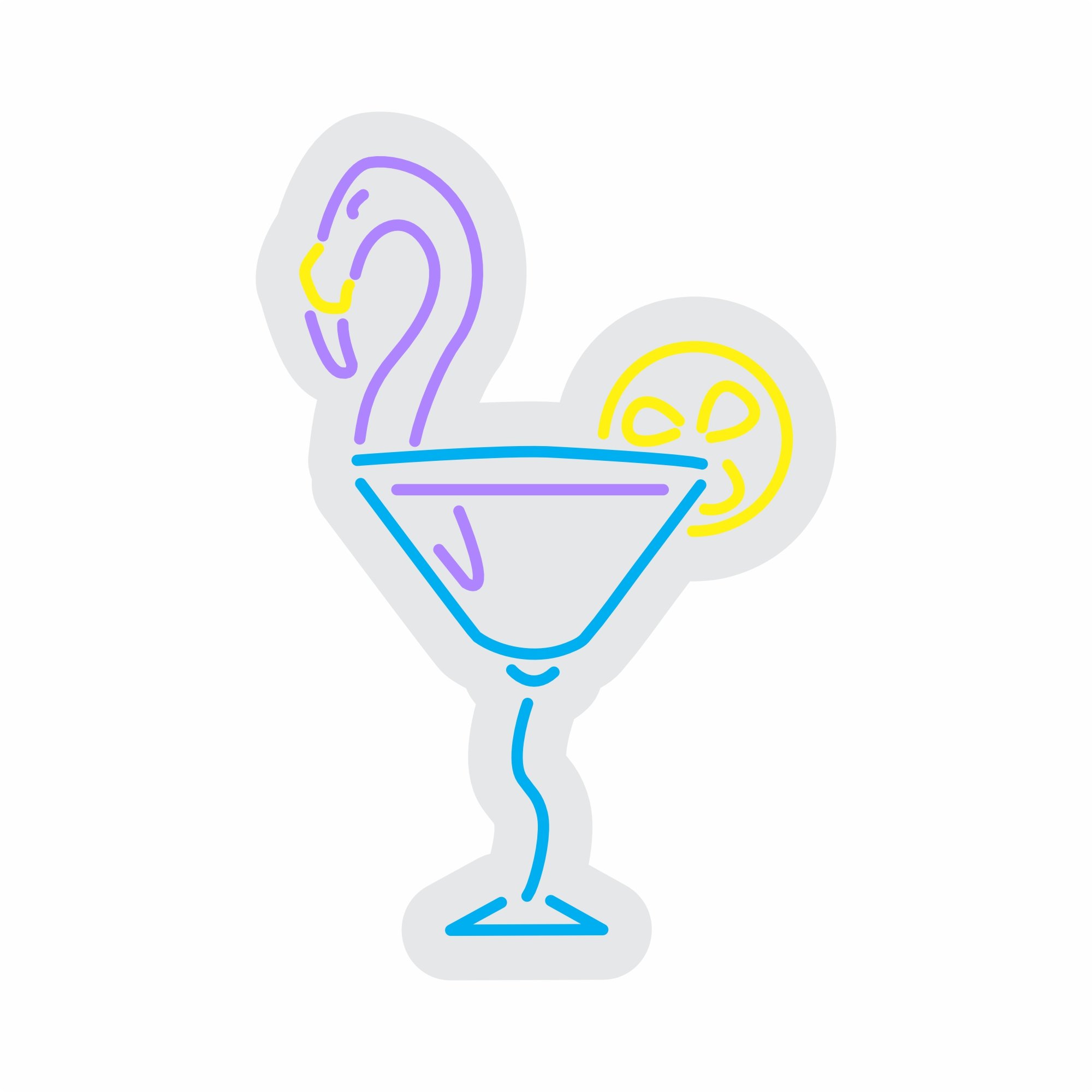 Custom Neon | Flamingo Cocktail Neon Sign | 24x16 | Purple Blue Yellow 3