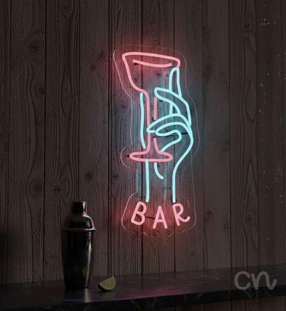 Custom Neon | Bar Neon Sign | 22x11 Inches | Red and Blue Neon Sign for Bar Decor 2