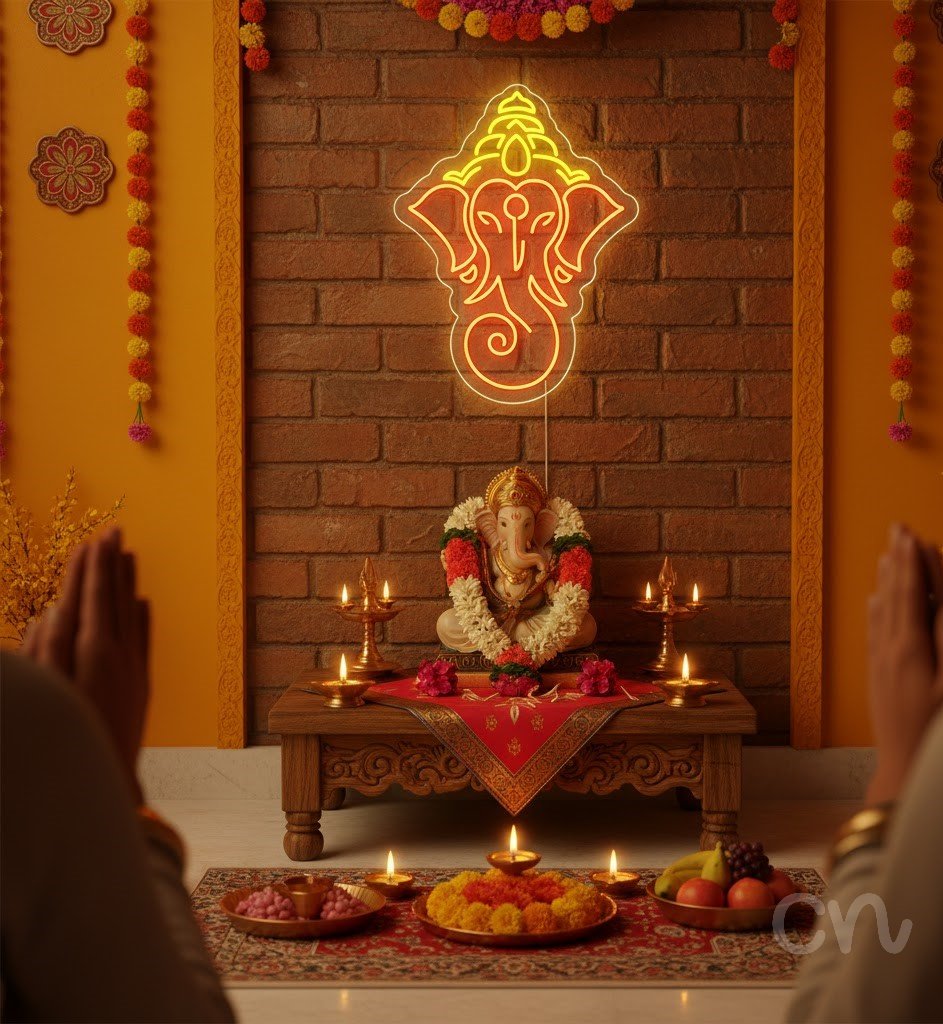 Custom Neon | Elephant Head Design Neon Sign | 30x23 Inches | Orange, Yellow