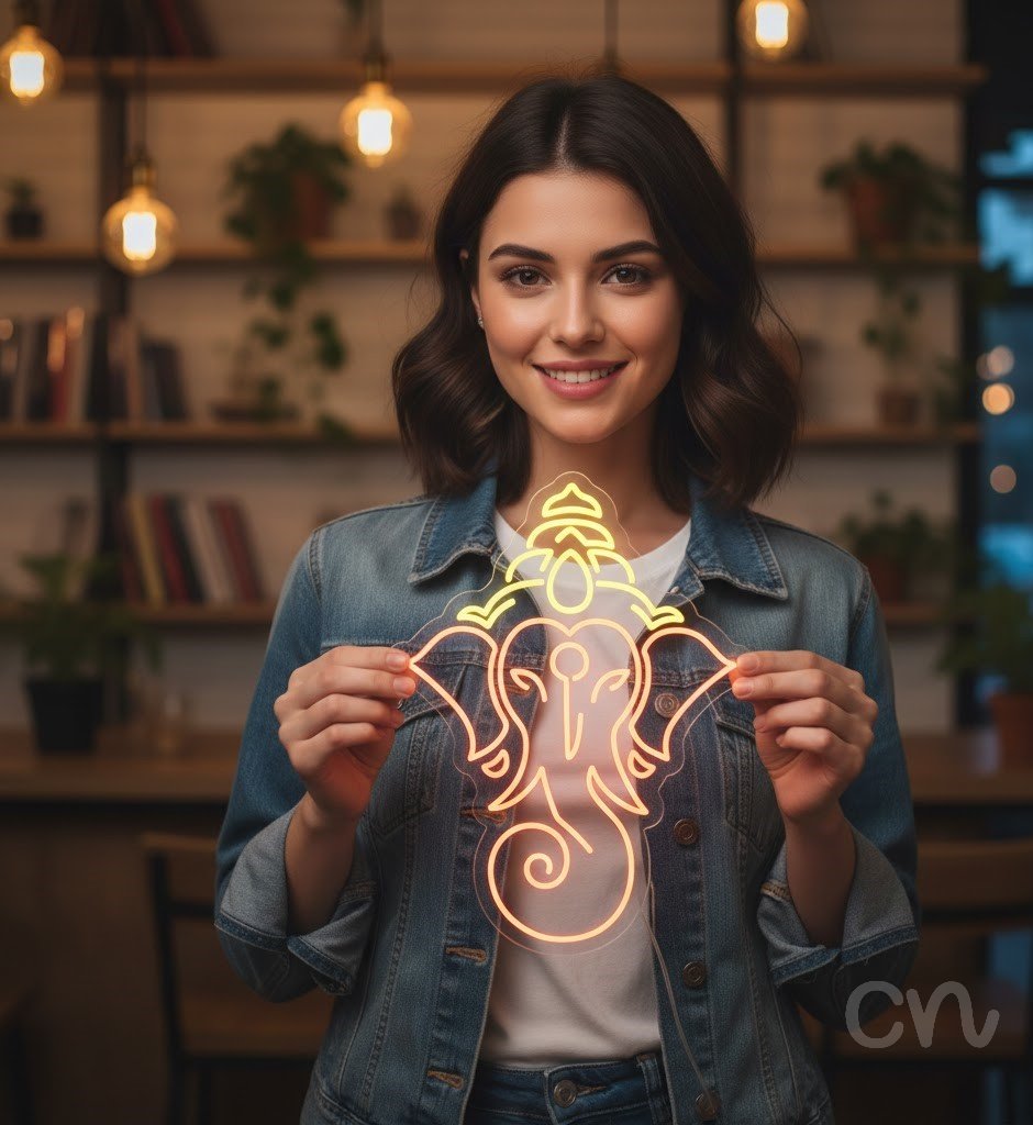 Custom Neon | Elephant Head Design Neon Sign | 30x23 Inches | Orange, Yellow 2