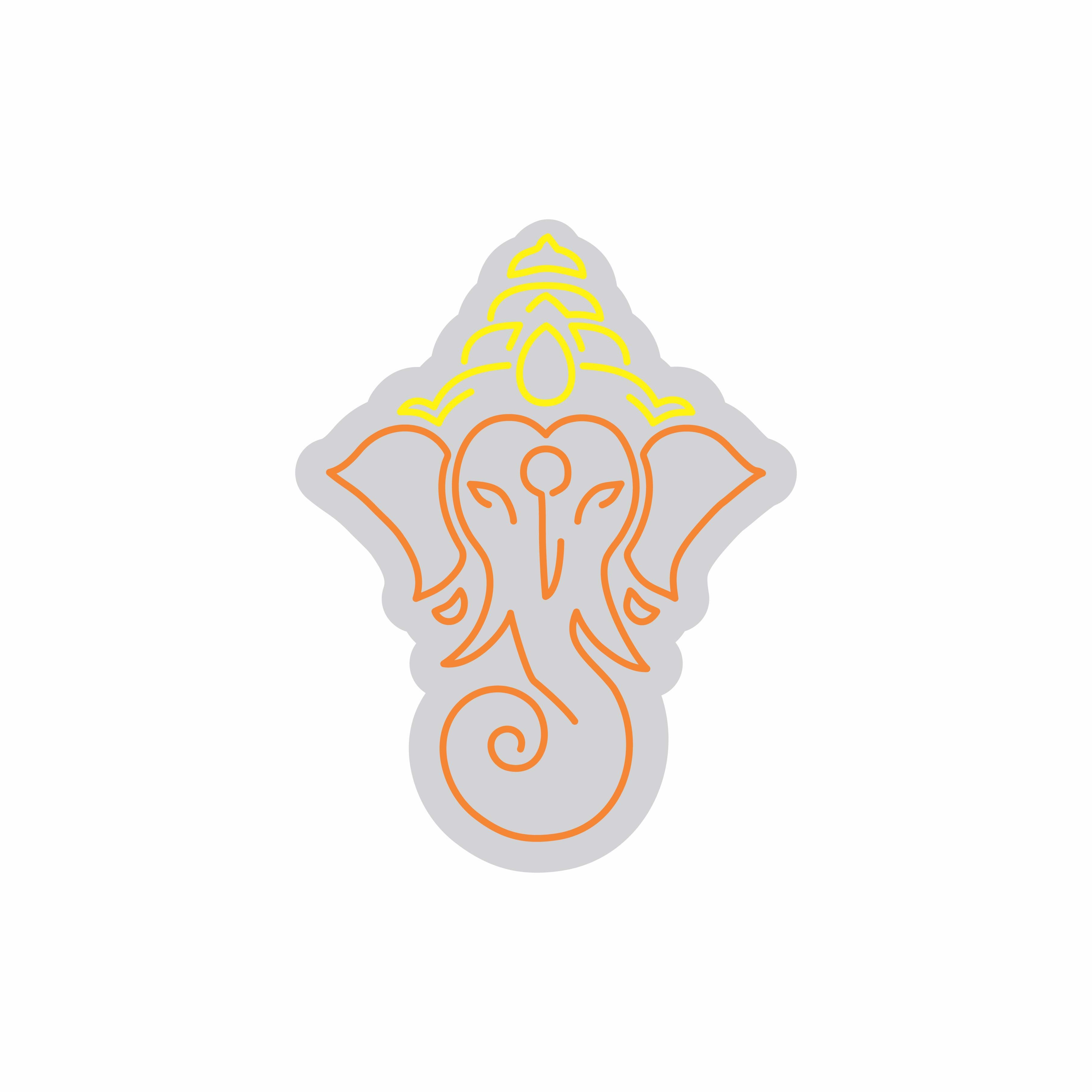 Custom Neon | Elephant Head Design Neon Sign | 30x23 Inches | Orange, Yellow 3