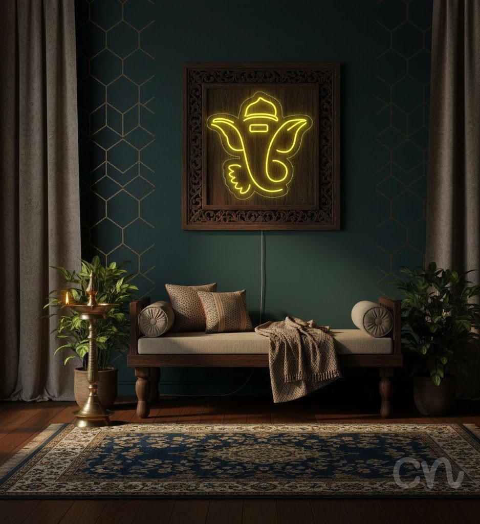 Custom Neon | Elephant Design Neon Sign | 24x24 | Yellow Lighting Decor