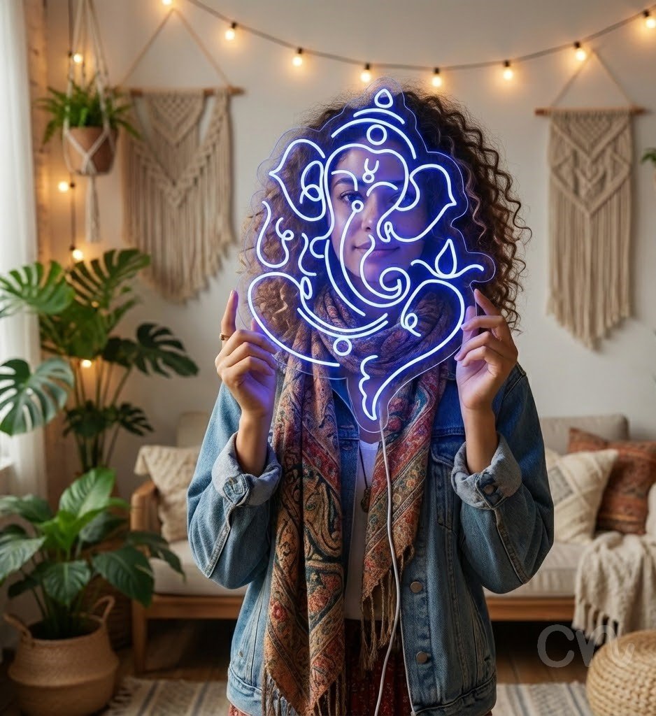 Custom Neon | Elephant-headed God Neon Sign | 30x21 | Electric Blue