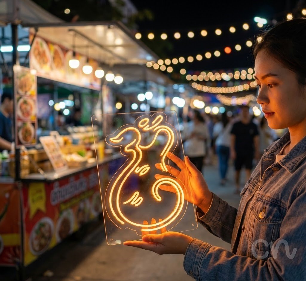 Custom Neon | Mouse Design Neon Sign | 24x16 | Orange Neon Sign for Room Decor