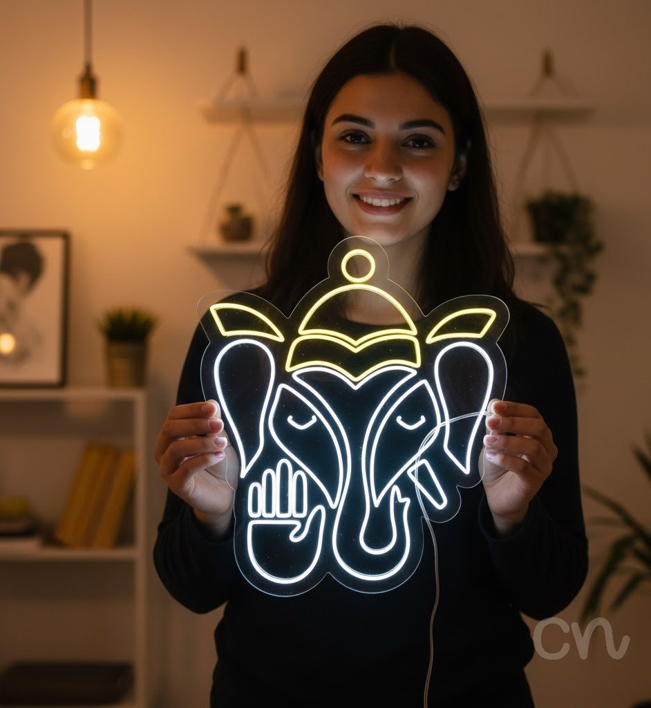 Custom Neon | Elephant Design Neon Sign | 30x25 | Yellow Bright Neon Wall Decor
