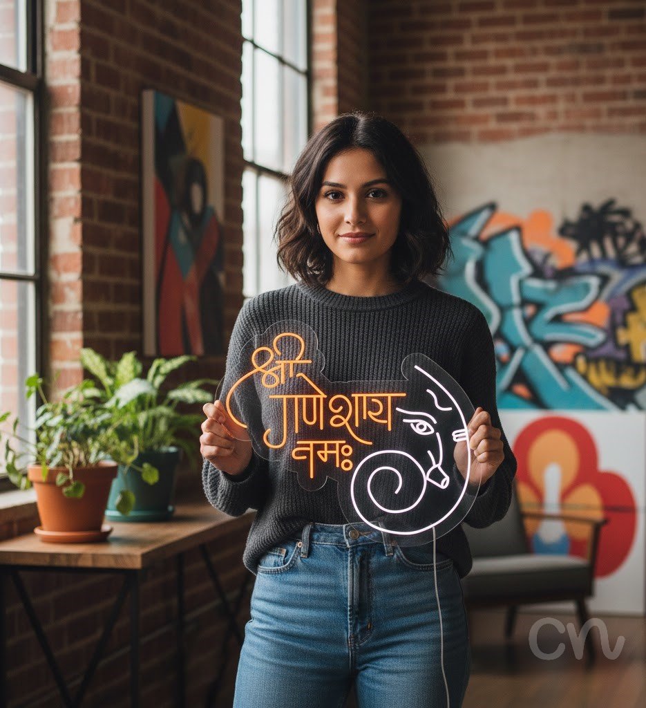 Custom Neon | Neon Sign | 25x30 | Orange and White