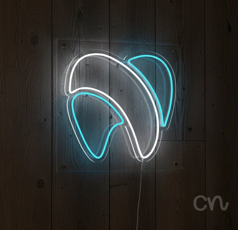 Custom Neon | Abstract Swirl Neon Sign | 23x24 Inches | Ice Blue Neon Sign 2