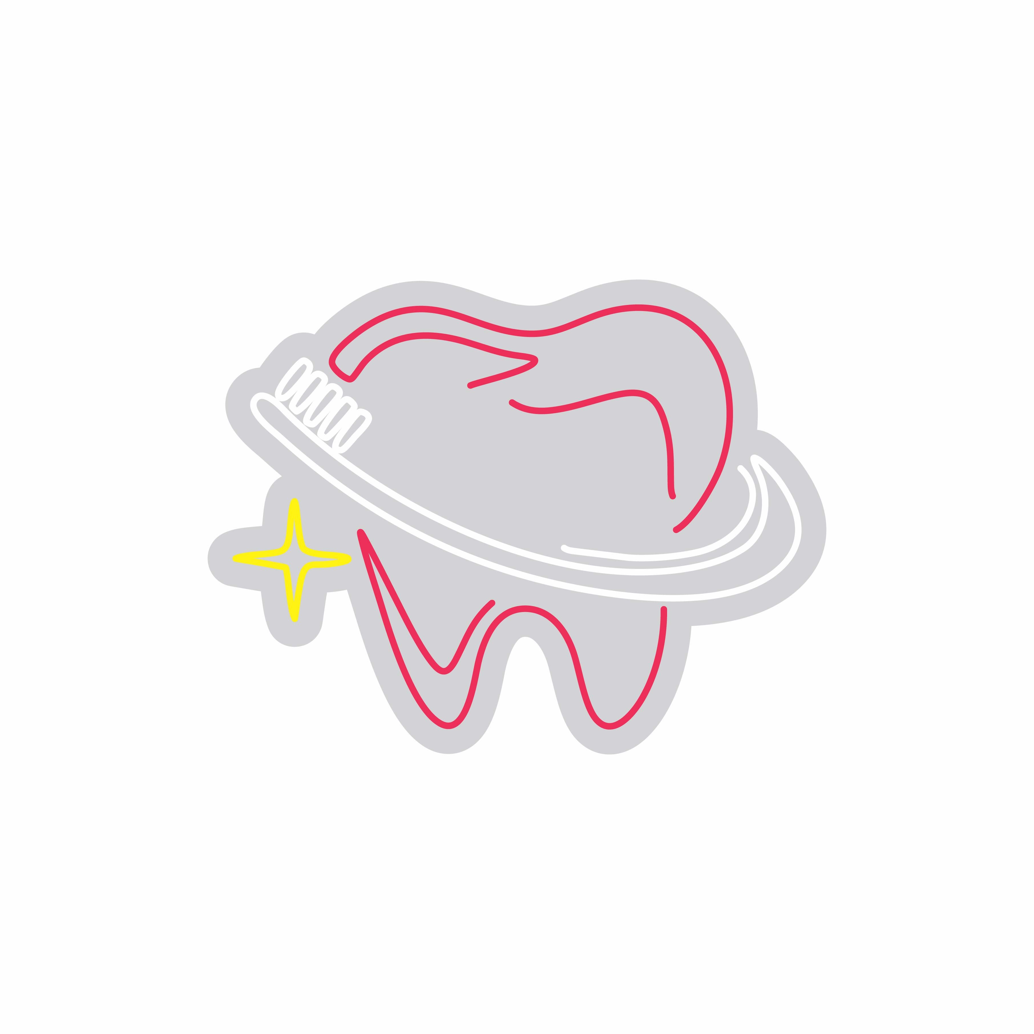 Custom Neon | Tooth with Toothbrush Neon Sign | 23x30 Inches | Pink White Yellow 3