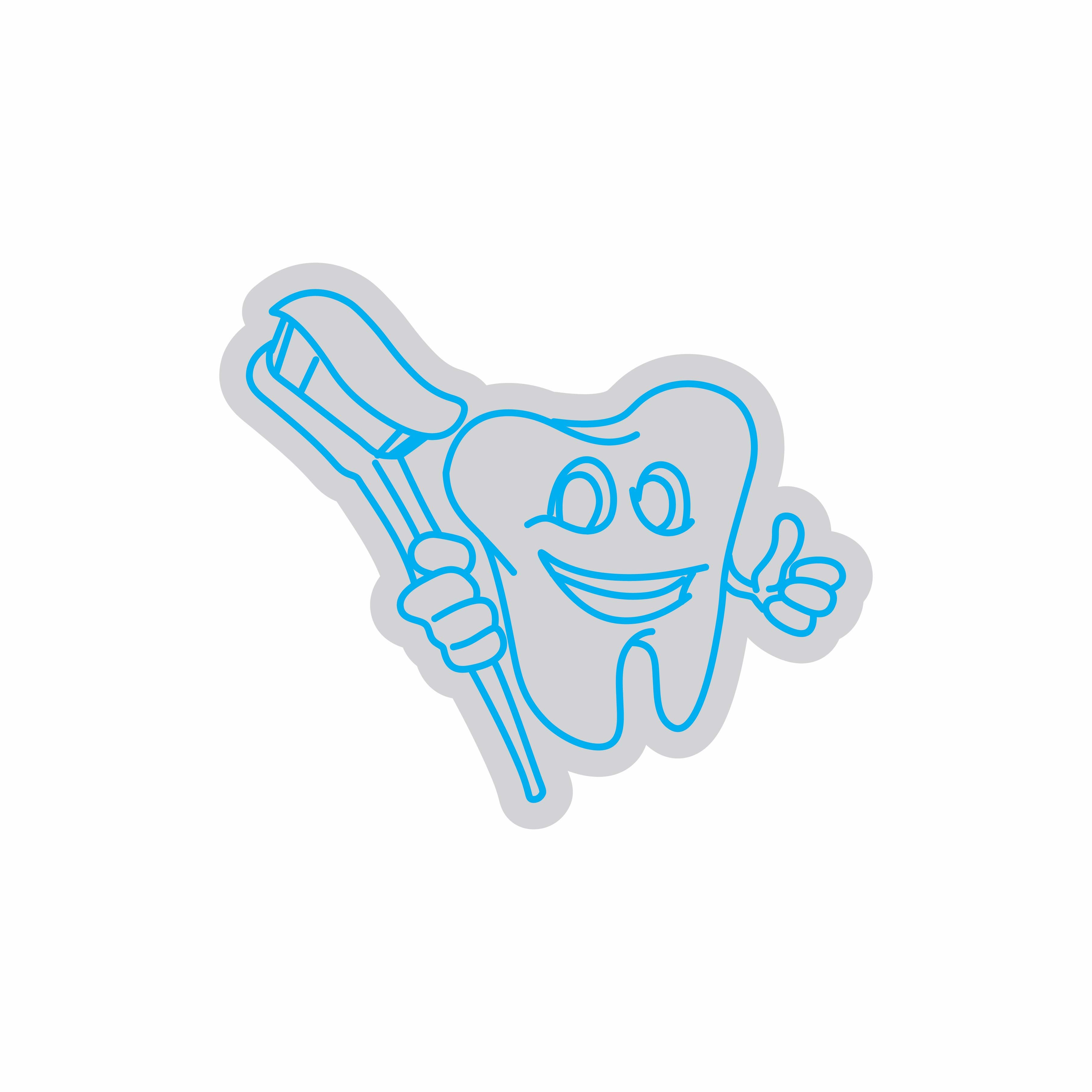 Custom Neon | Tooth with Toothbrush Neon Sign | 26x30 | Ice Blue 3