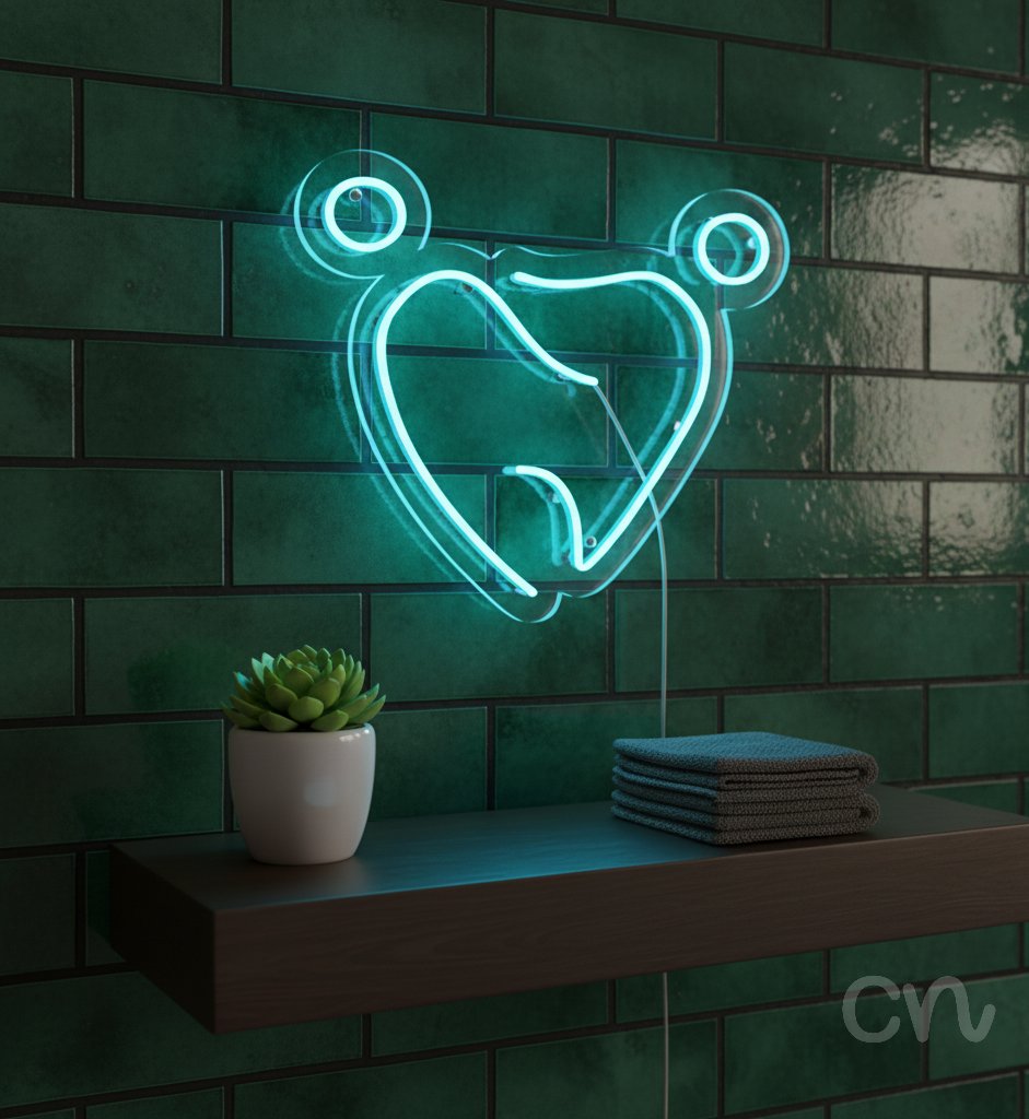 Custom Neon | Bear Face Neon Sign | 21x24 | Ice Blue Neon Sign for Room Decor