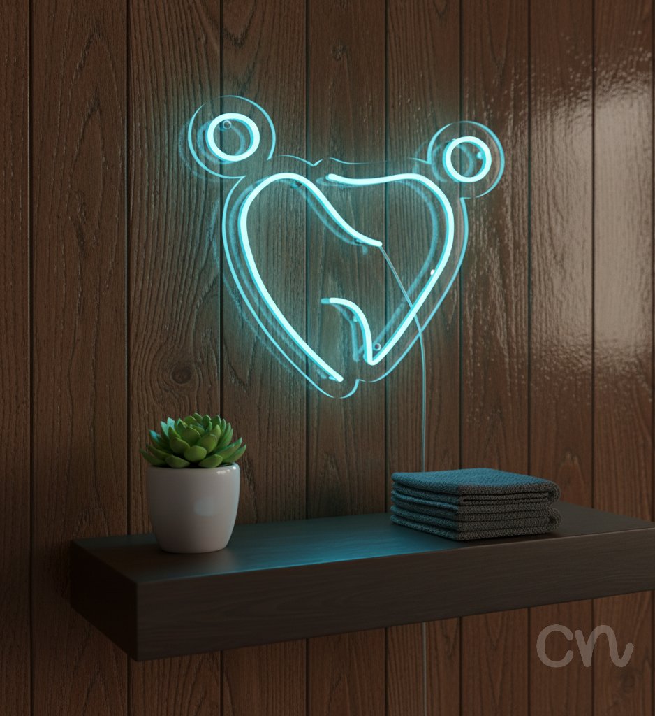 Custom Neon | Bear Face Neon Sign | 21x24 | Ice Blue Neon Sign for Room Decor 2