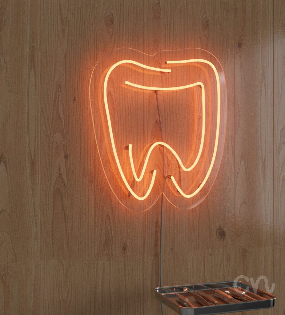 Custom Neon | Tooth Shape Neon Sign | 24x21 | Orange Light for Bedroom or Decor 2