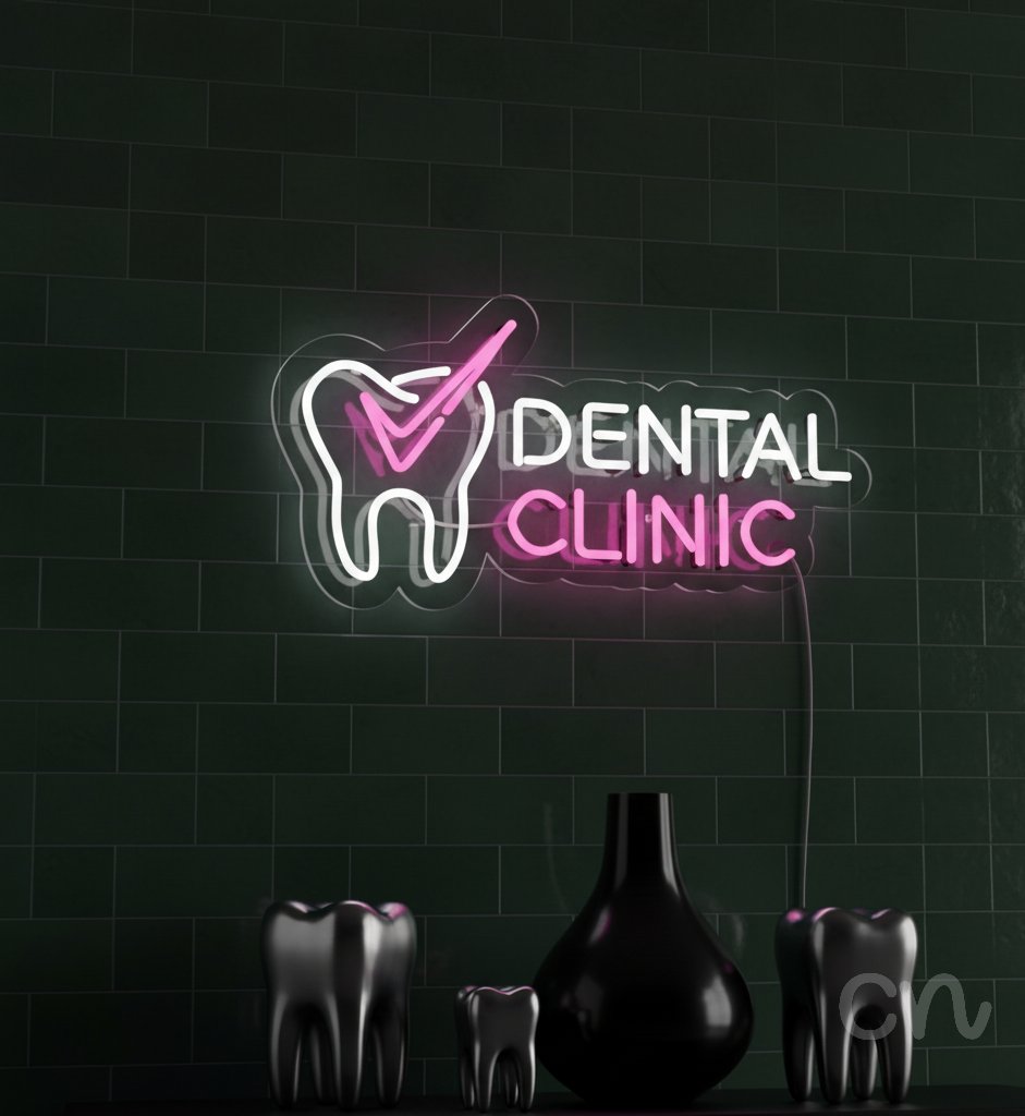 Custom Neon | Dental Clinic Neon Sign | 12x24 | Hot Pink Neon Sign for Dental Offices 2