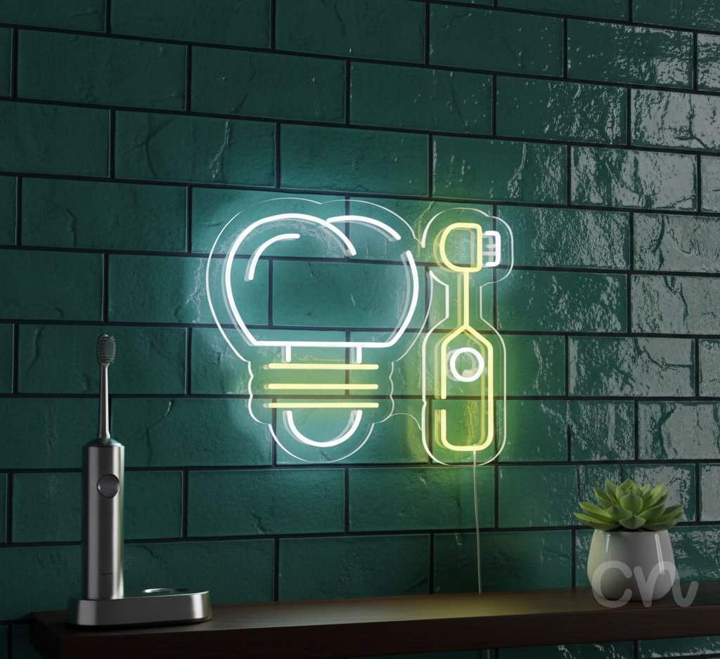 Custom Neon | Light Bulb and Bottle Neon Sign | 20x24 | Yellow 2