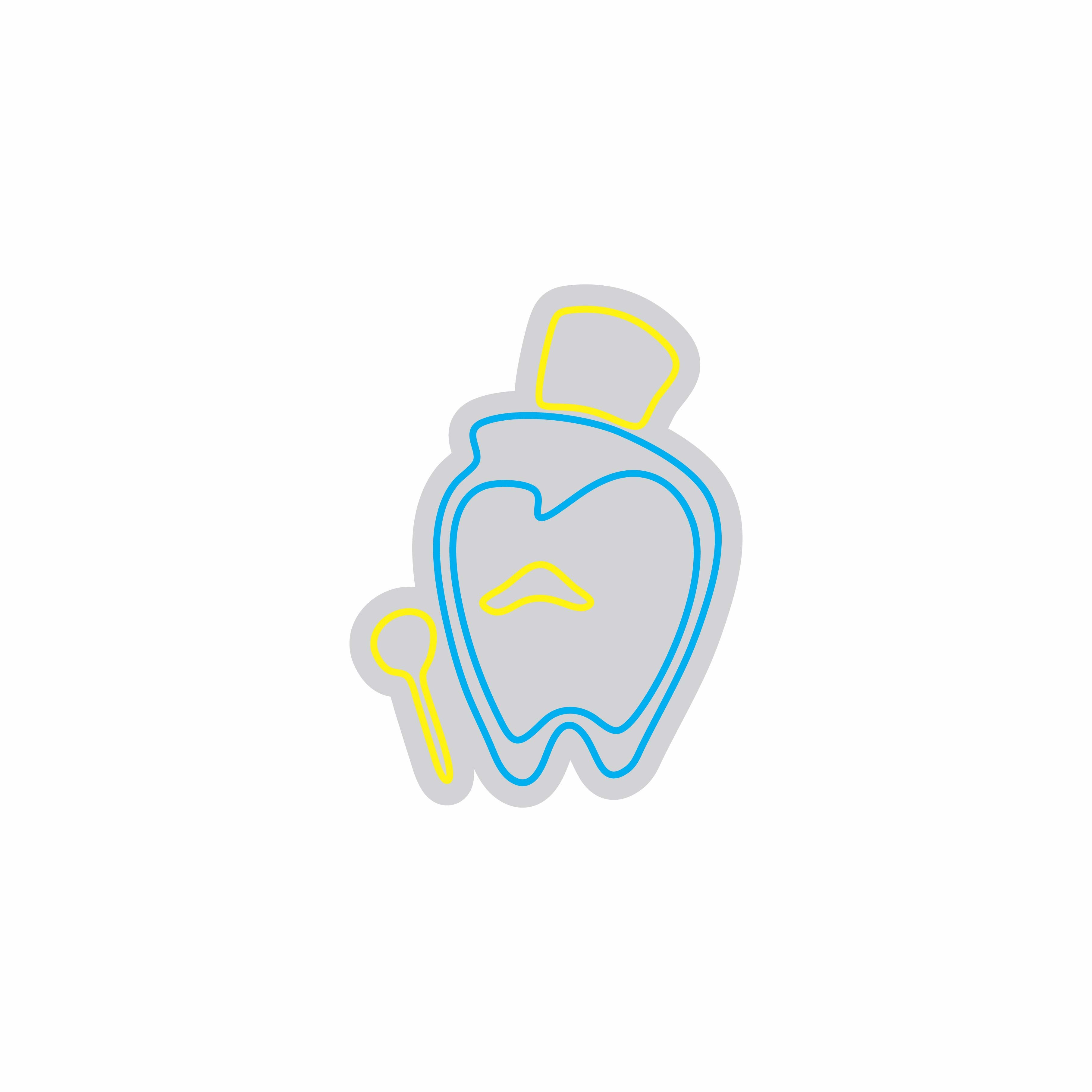 Custom Neon | Tooth with Hat Neon Sign | 24x18 | Blue and Yellow 3