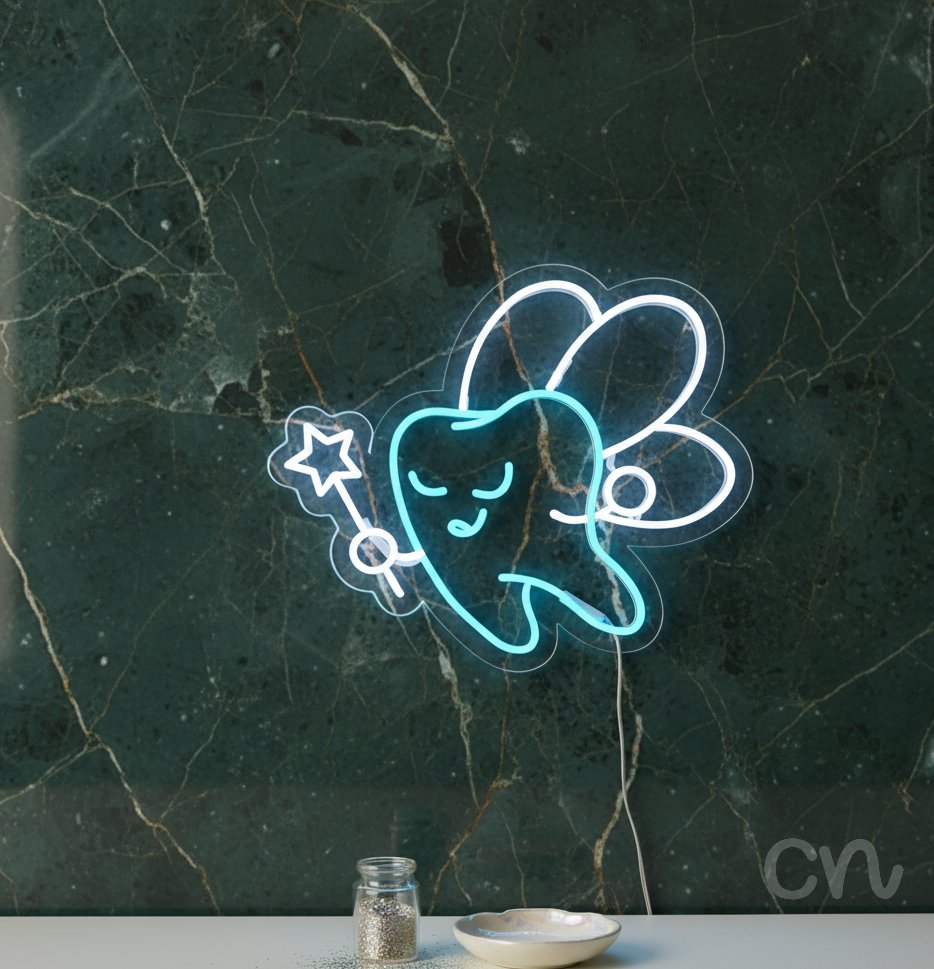Custom Neon | Tooth Fairy Neon Sign | 20x24 | Ice Blue Warm White 2