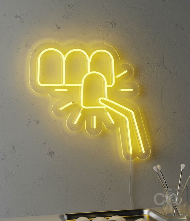 Custom Neon | Nail Polish Neon Sign | 23x24 | Yellow Light for Beauty Salon Decor