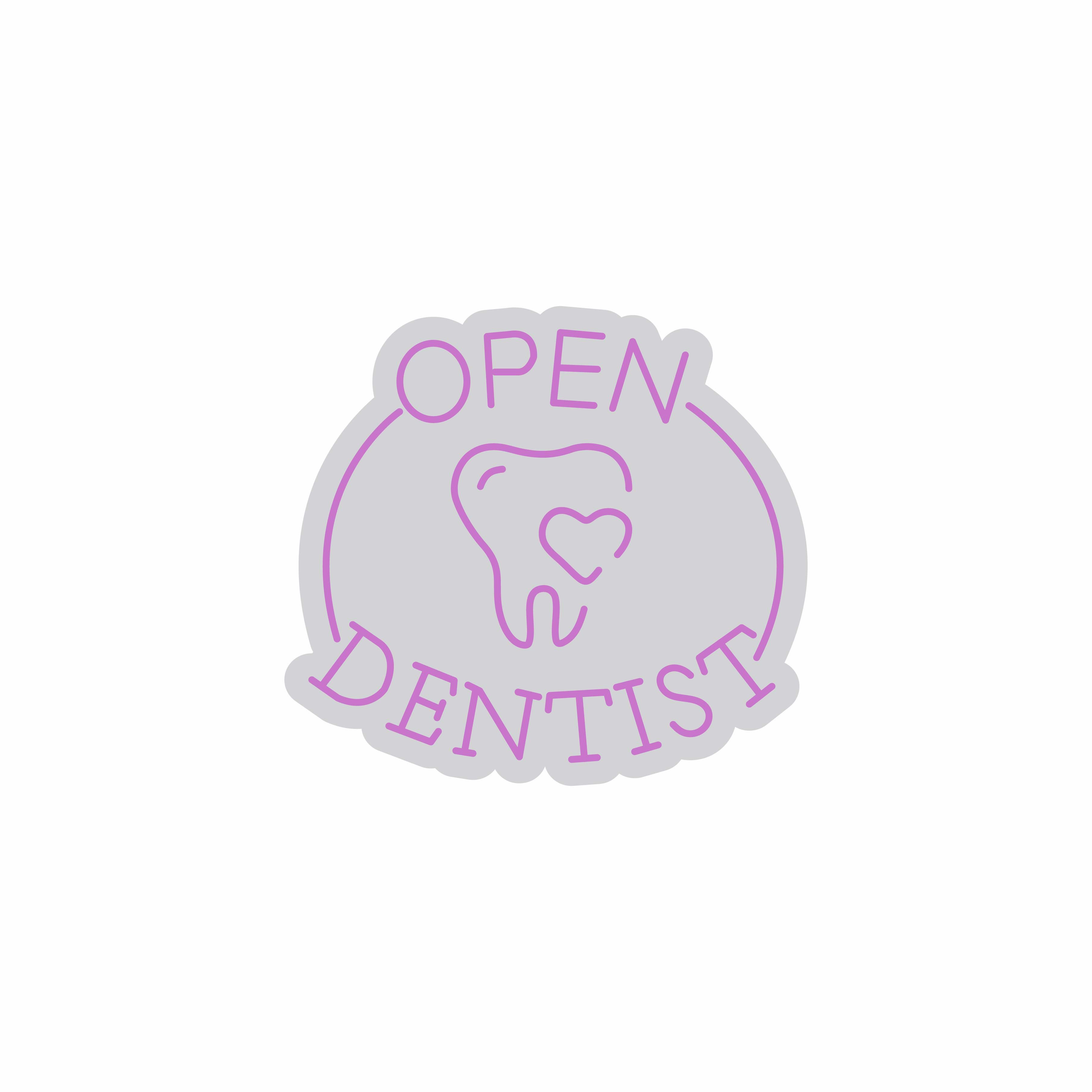 Custom Neon | Open Dentist Neon Sign | 23x24 Inches | Light Purple Neon Sign 3