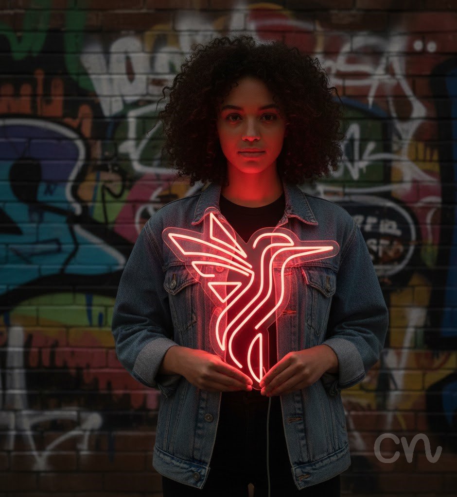 Custom Neon | Hummingbird Design Neon Sign | 24x23 | Hot Pink