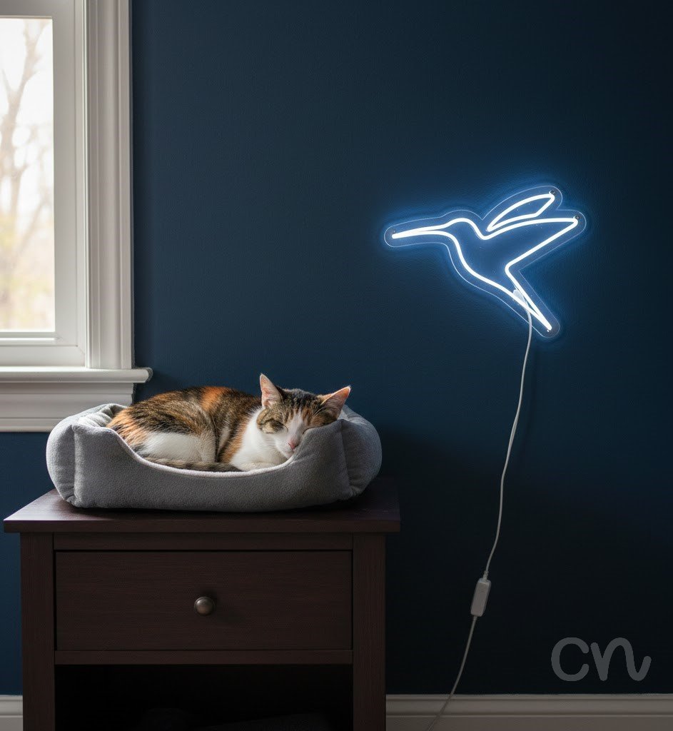 Custom Neon | Hummingbird Neon Sign | 18x24 | Cool White Bright Neon Wall Decor 2