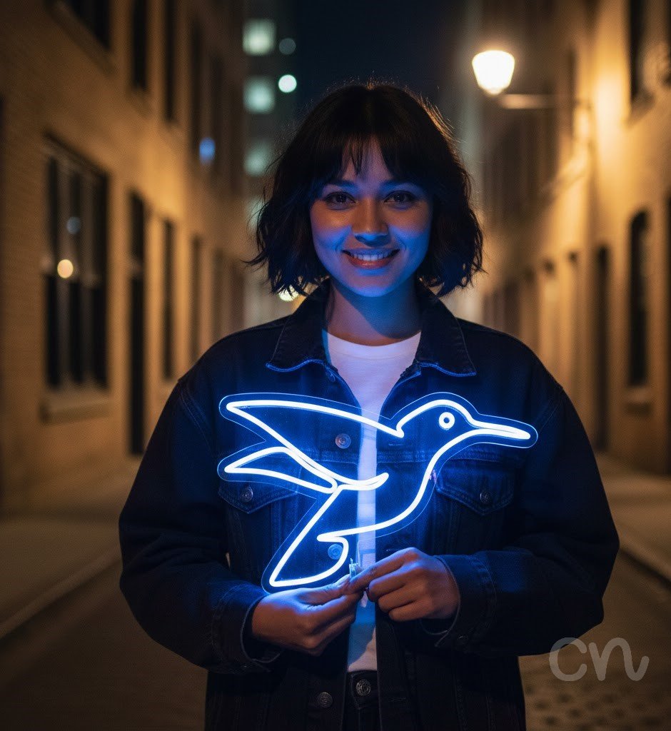 Custom Neon | Hummingbird Neon Sign | 15x24 | Blue Perfect for Home Decor and Wall Art