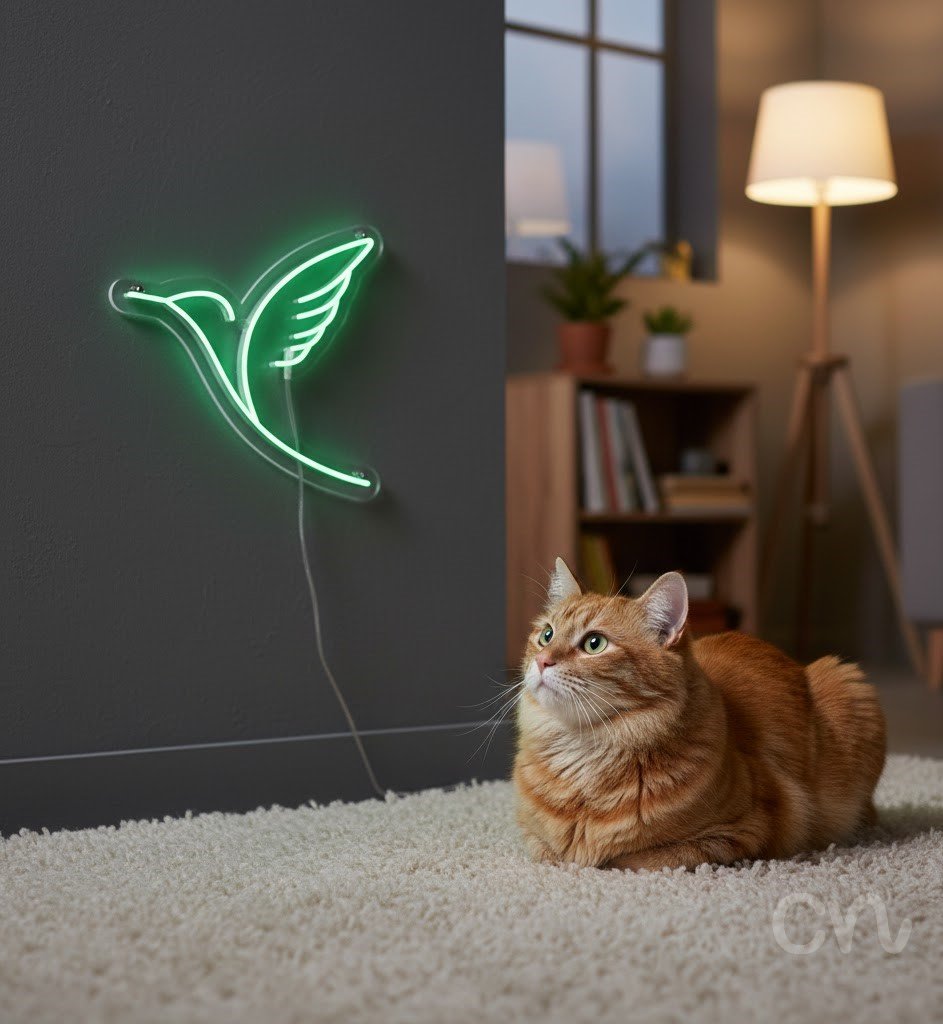 Custom Neon | Hummingbird Neon Sign | 23x24 | Green Neon Sign for Home Decor