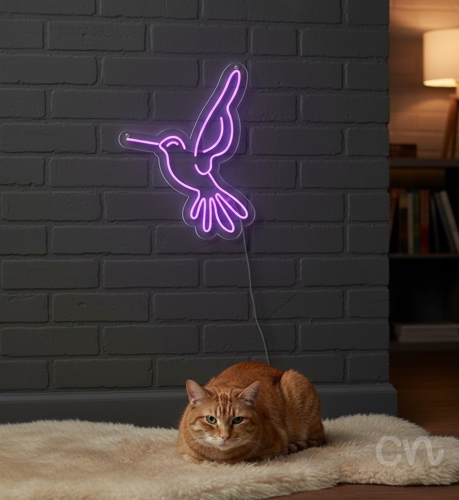 Custom Neon | Hummingbird Design Neon Sign | 24x19 Inches | Neon Purple Color 2