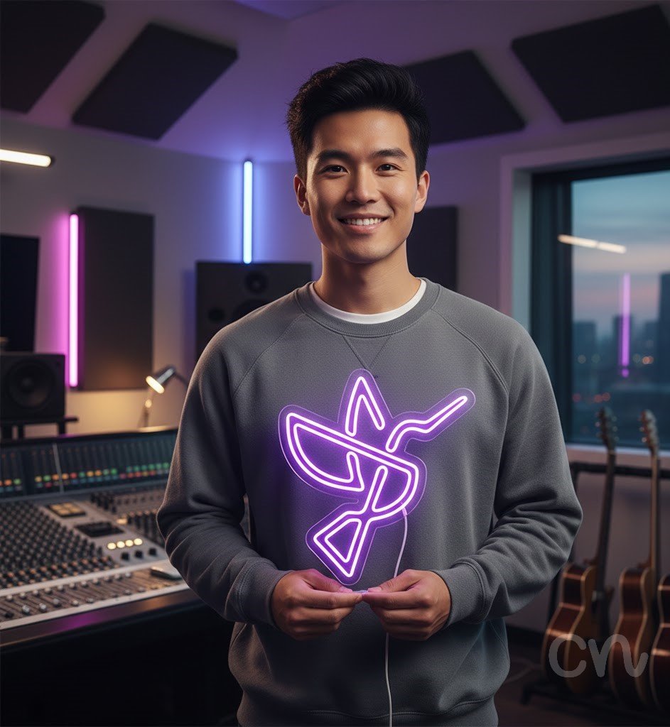 Custom Neon | Hummingbird Design Neon Sign | 24x22 Inches | Purple Neon Sign