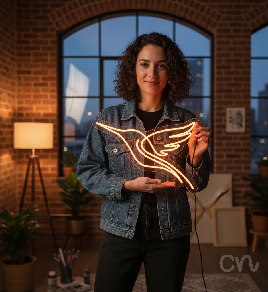 Custom Neon | Hummingbird Neon Sign | 24x17 | Orange Neon Sign for Home Decor