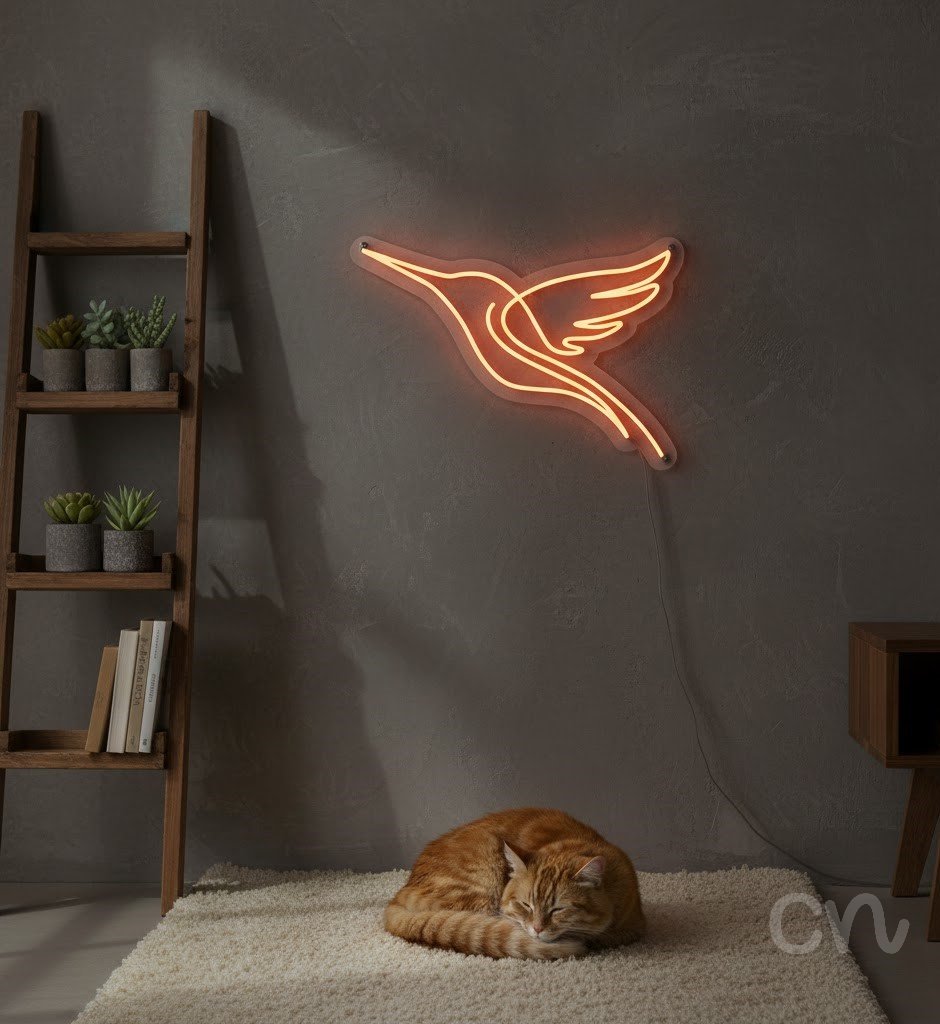 Custom Neon | Hummingbird Neon Sign | 24x17 | Orange Neon Sign for Home Decor 2