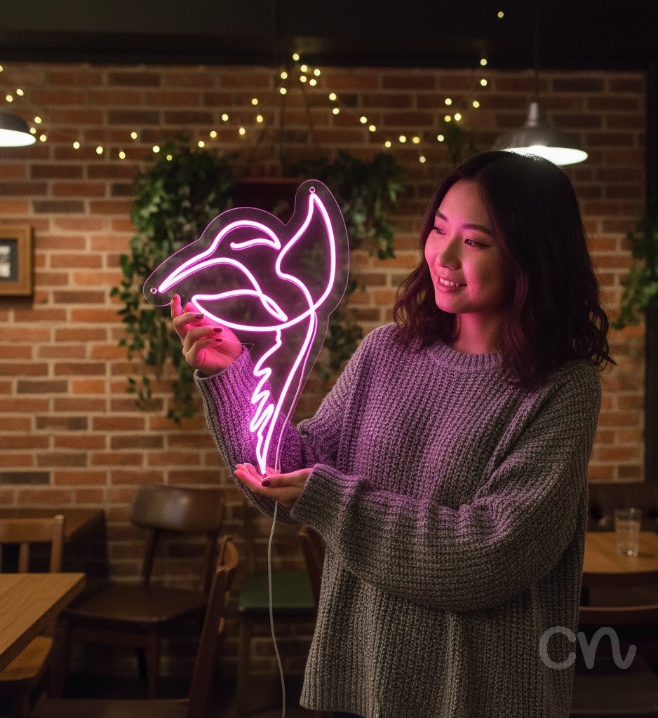 Custom Neon | Hummingbird Neon Sign | 24x16 | Purple Neon Sign for Home and Decor