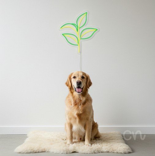 Custom Neon | Leaf Design Neon Sign | 24x22 | Green and Yellow Bright Office Decor 2