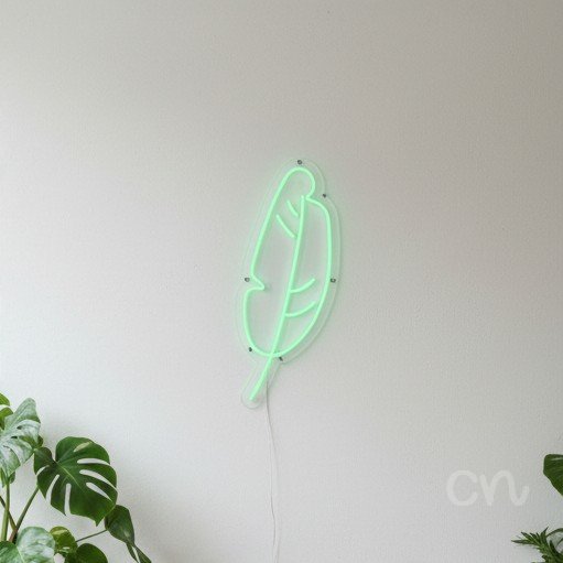 Custom Neon | Feather Design Neon Sign | 24x10 Inches | Green Neon Sign 2