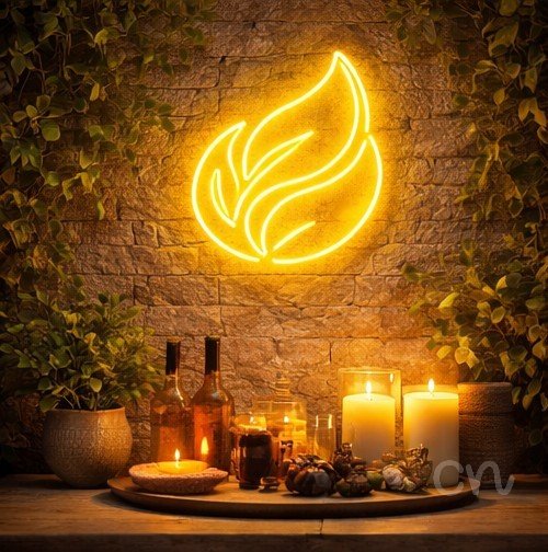 Custom Neon | Leaf Design Neon Sign | 17x18 | Yellow Bright Neon Sign for Home Decor 2