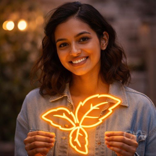 Custom Neon | Leaf Neon Sign | 19x24 | Orange Light Wall Decor for Home and Bar