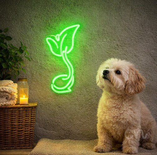 Custom Neon | Flower Design Neon Sign | 28x15 | Green Light for Home & Bar Decor 2