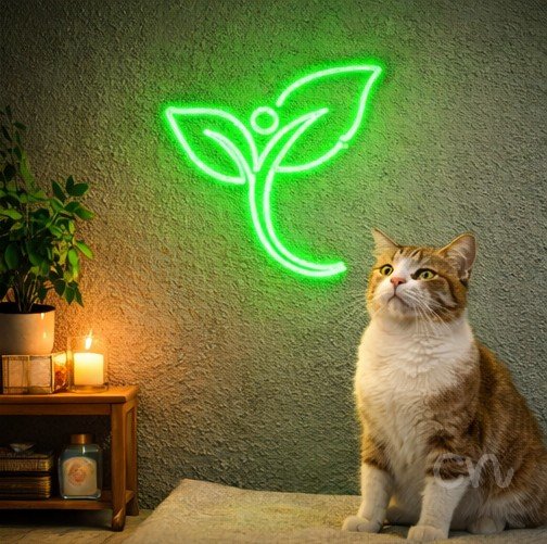 Custom Neon | Leaf with Person Neon Sign | 21x24 Inches | Green Neon Sign 2