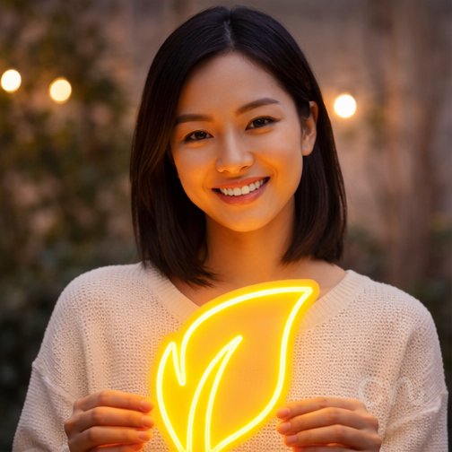 Custom Neon | Leaf Design Neon Sign | 24x20 | Yellow Bright Neon Sign for Home Decor