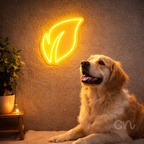 Custom Neon | Leaf Design Neon Sign | 24x20 | Yellow Bright Neon Sign for Home Decor 2