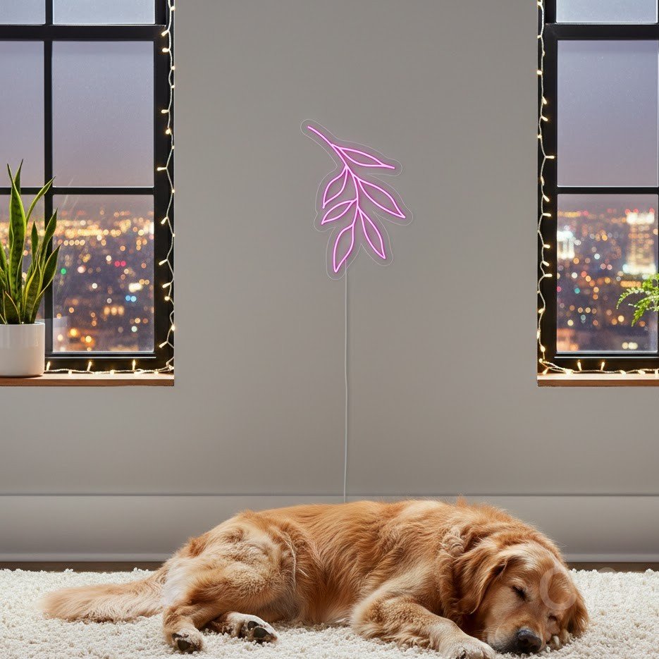 Custom Neon | Leaf Design Neon Sign | 24x17 | Hot Pink Light for Home Bar Decor 2